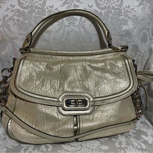 Pewter gold Coach bag.